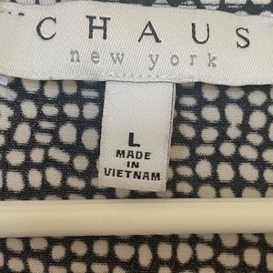 CHAUS , 3/4 sleeve, black and white silky- soft spandex Cowl blouse!